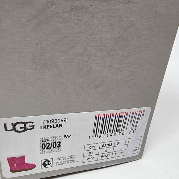 UGG Australia Boots Toddler 02/03 6-12 Months Keelan Pink Azalea Suede Sheepskin - Picture 8 of 11